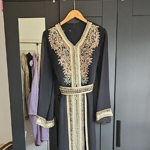 Elegant Black and Gold Embroidered Dress